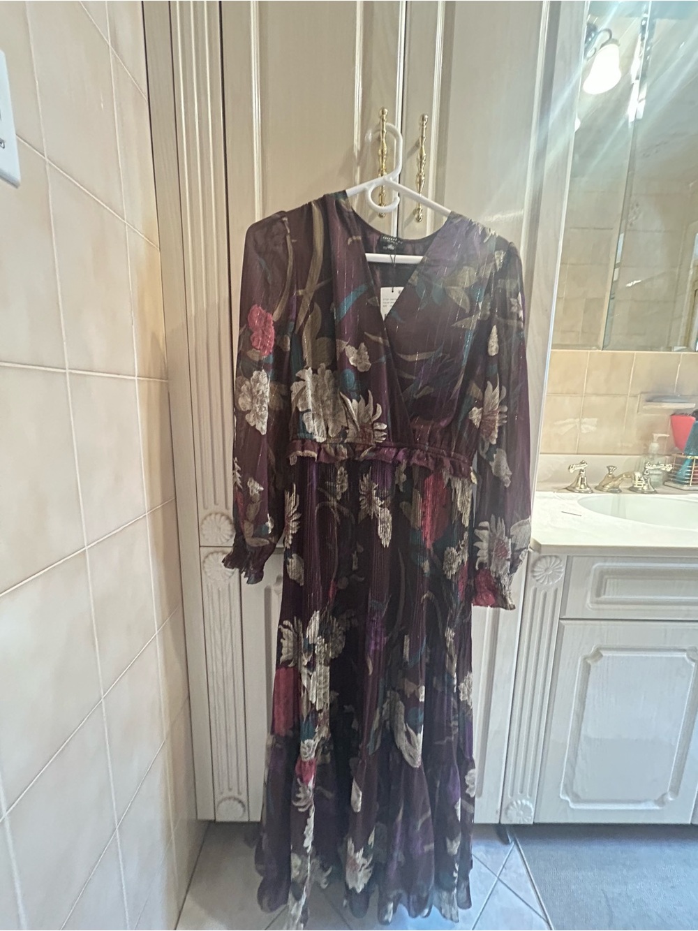 Current Air Plum Floral Long Sleeve Maxi Dress